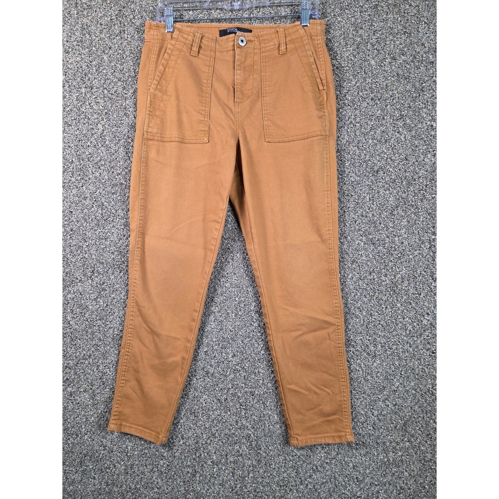 Stitch Star Utility Pants Women Size 8 Brown Cotton Blend Stretch Cargo Trousers